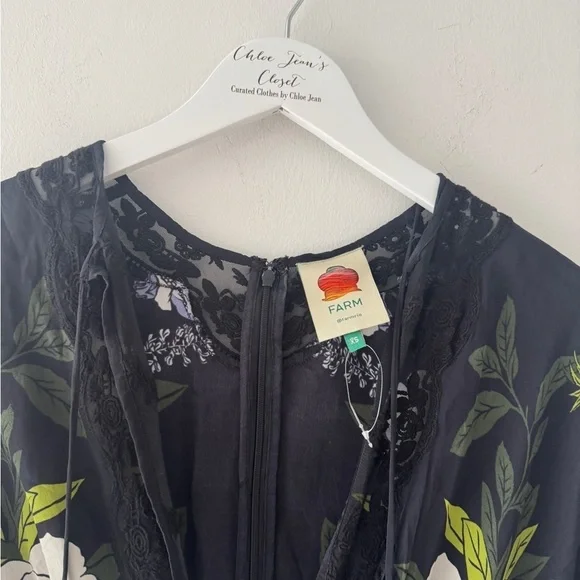 FARM RIO Soft Garden Black Lace Maxi Dress XS - Picture 7 of 7
